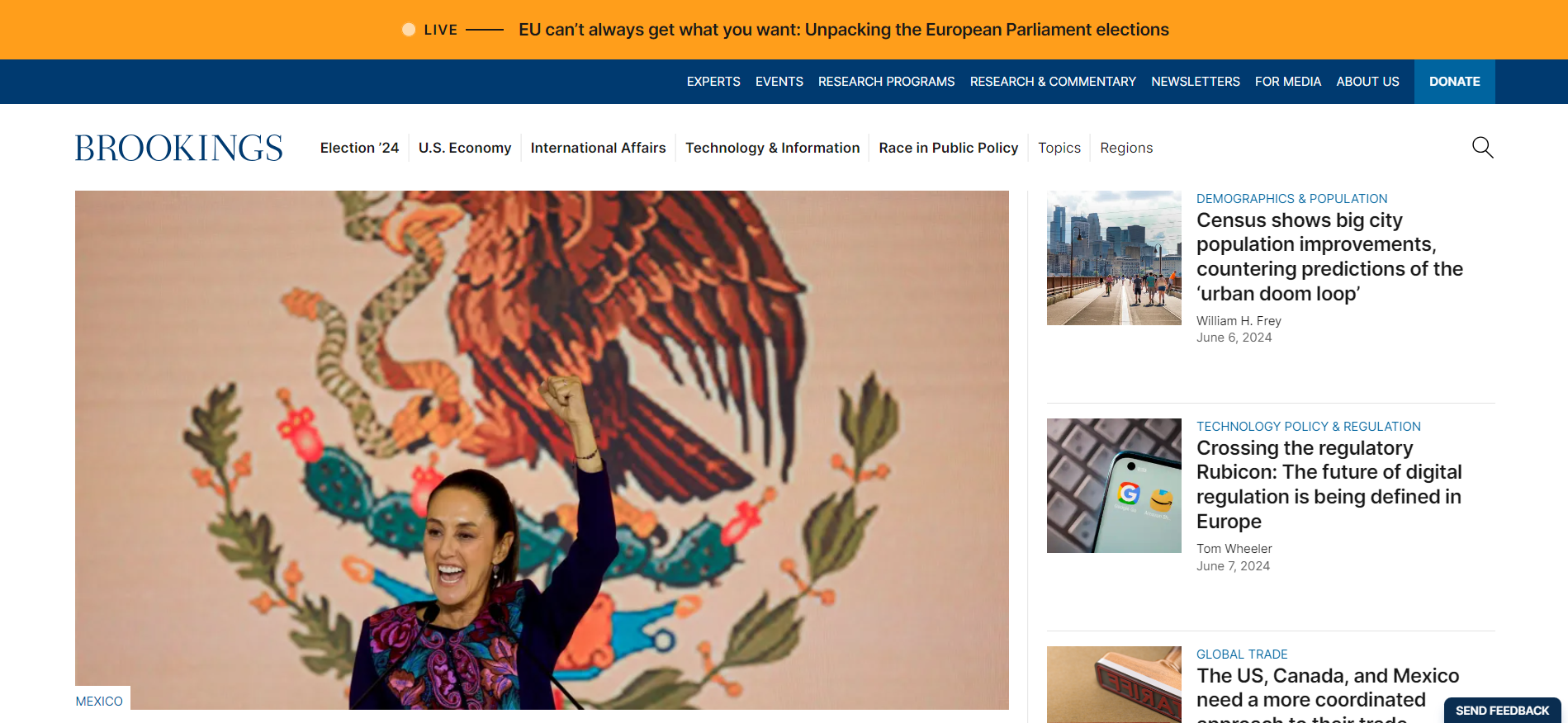 An image of the brookings.edu homepage